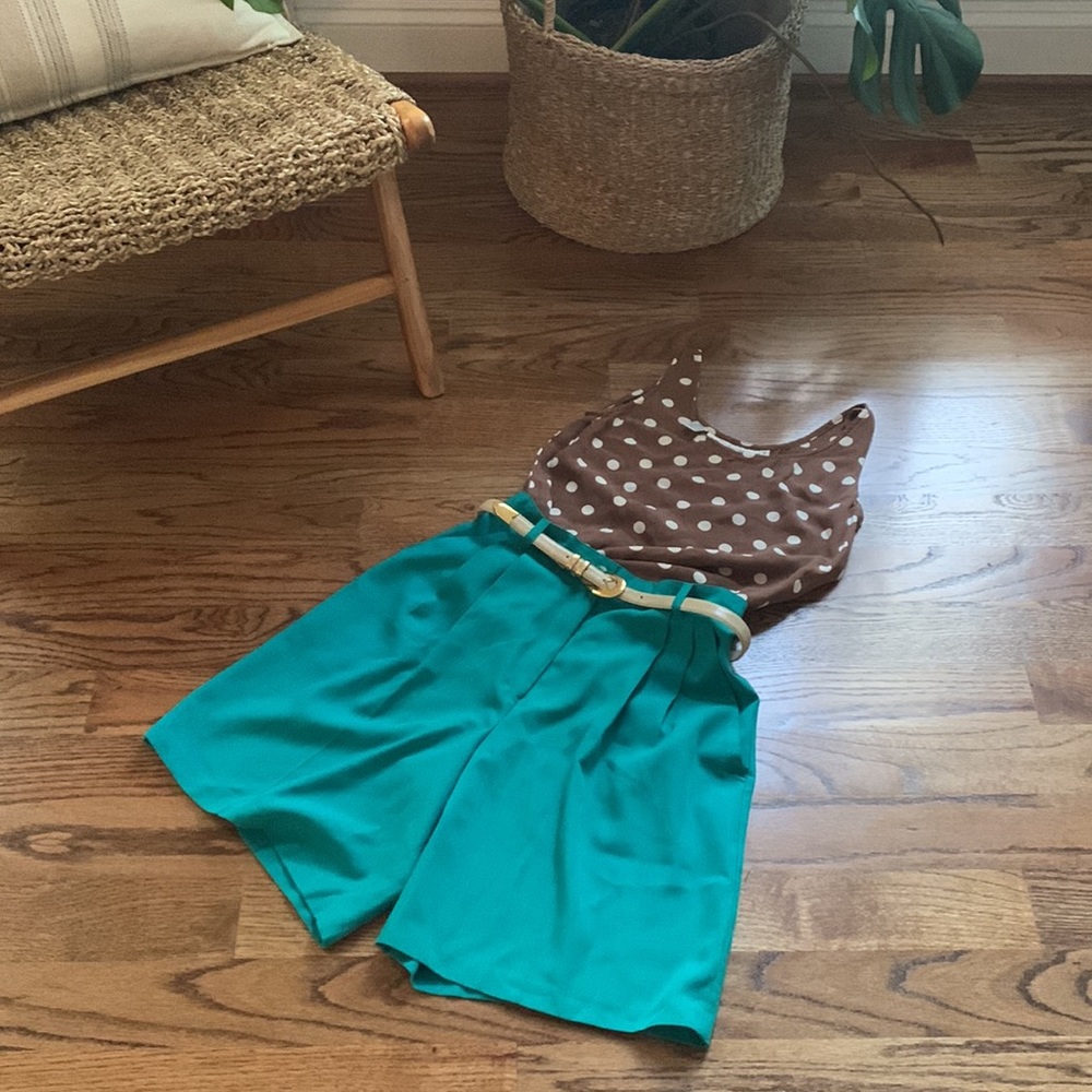 90’s Vintage Bermuda shorts pleated teal